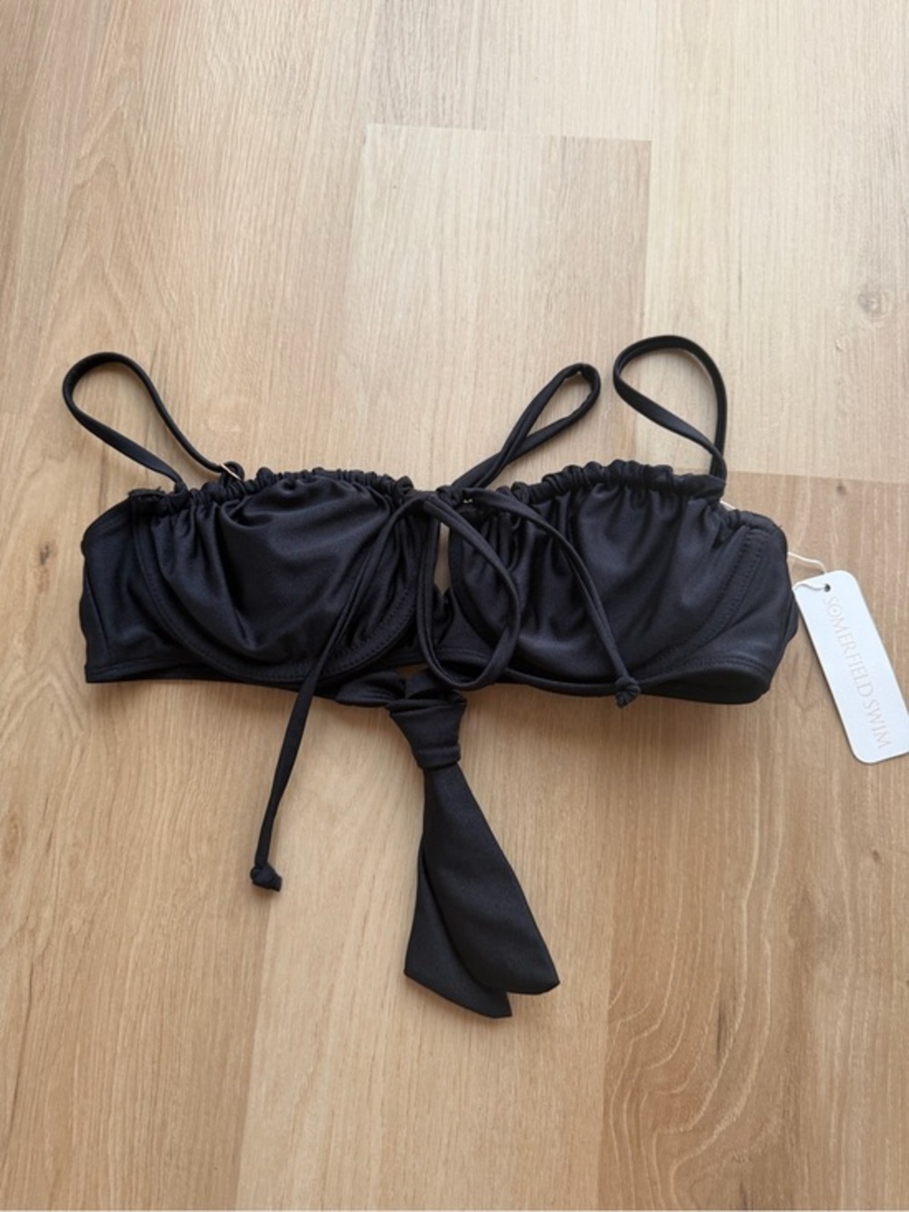 Somerfield Swim Black Ruched Underwire Bikini Top NWT Small